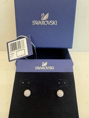 Swarovski Emma Pierced Stud Earrings with Clear Crystal Pave.
